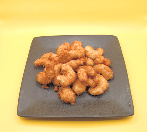 A dish of fried golden pop corn shrimp