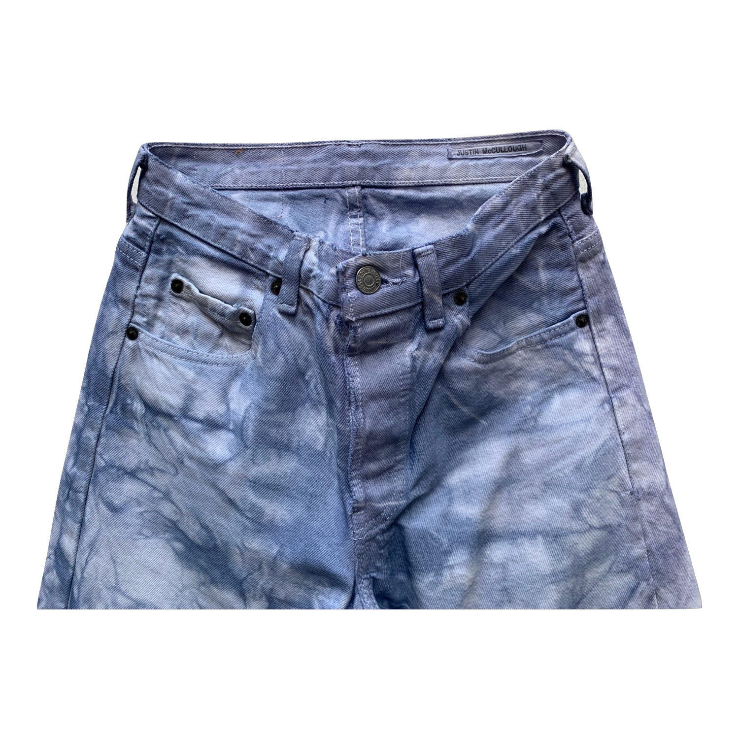 Calça sarja tie dye azul claro