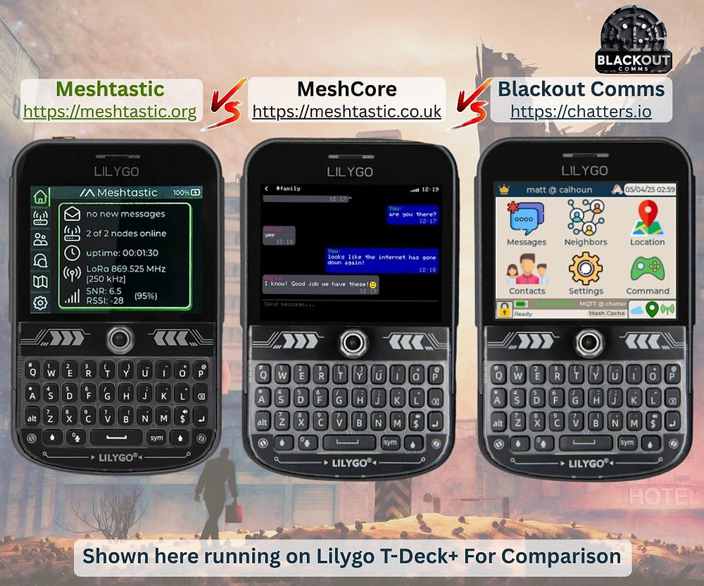 Meshcore Phone Blackout Comms vs Meshtastic vs Meshcore