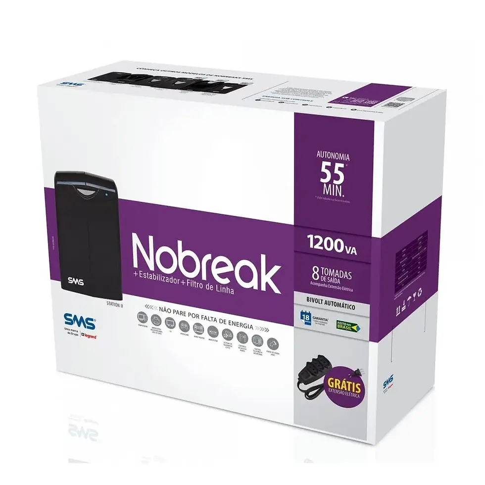 Miniatura: Nobreak 1.2KVa Station II 115V 8 Tomadas Bilvolt - SMS