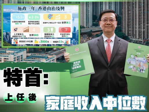 【特首:施政三年 家庭中數收入有增加!】