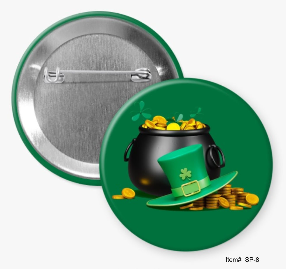 Pot Of Gold And A Leprechaun Hat, St. Patrick's Day Buttons