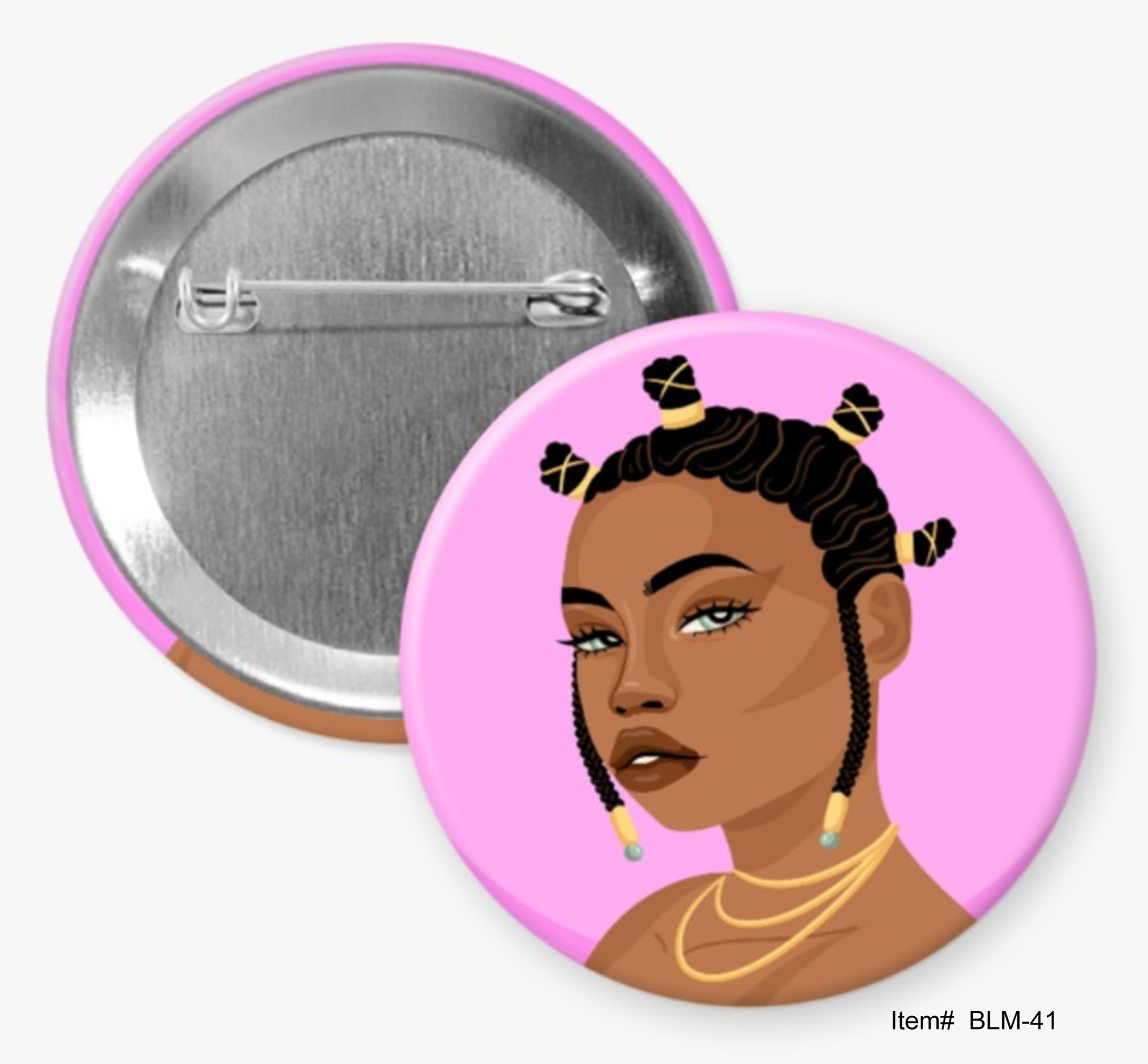 Young African Woman, Black Lives Matter Buttons