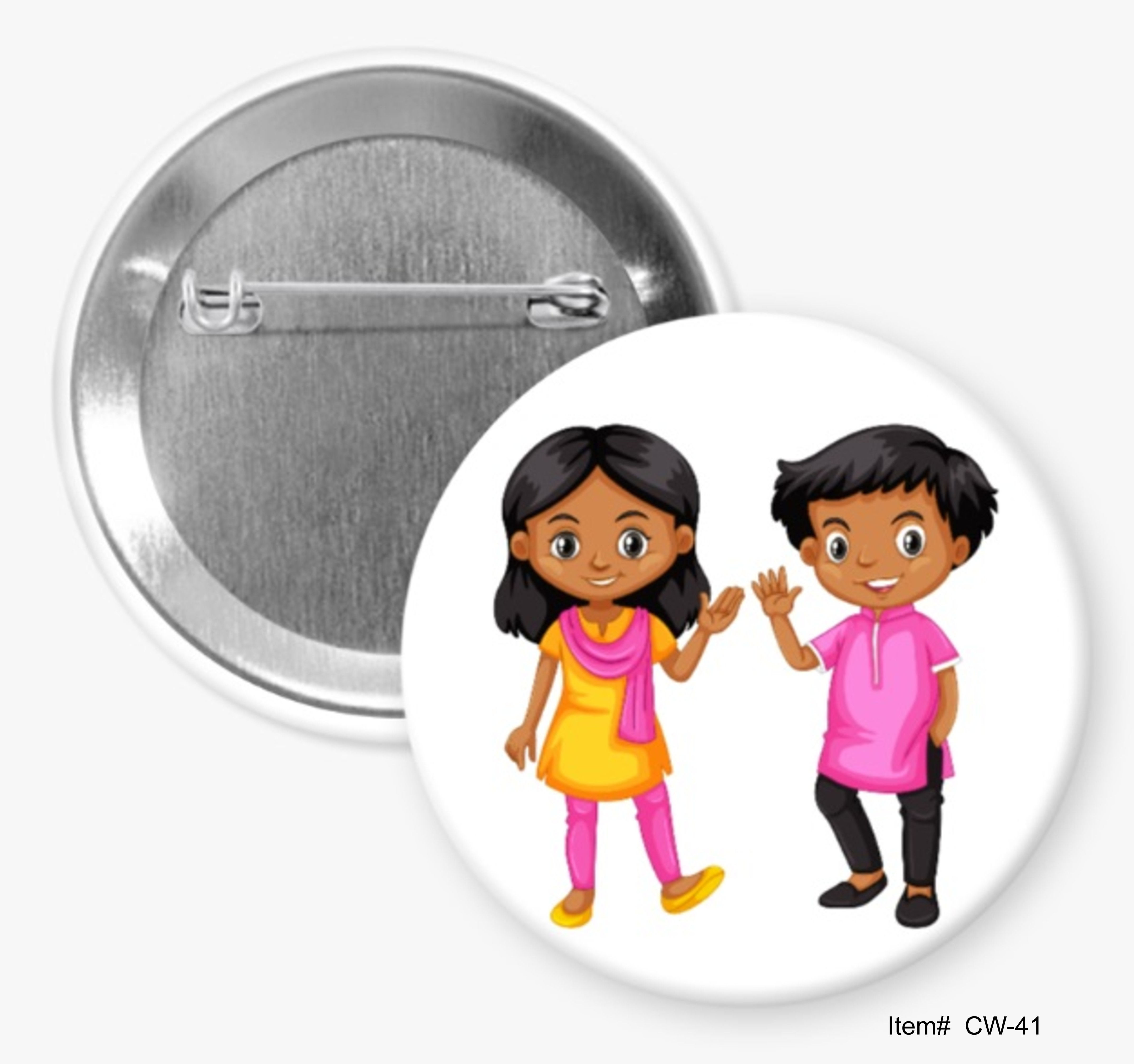 Indian Children, Children Of The World Buttons