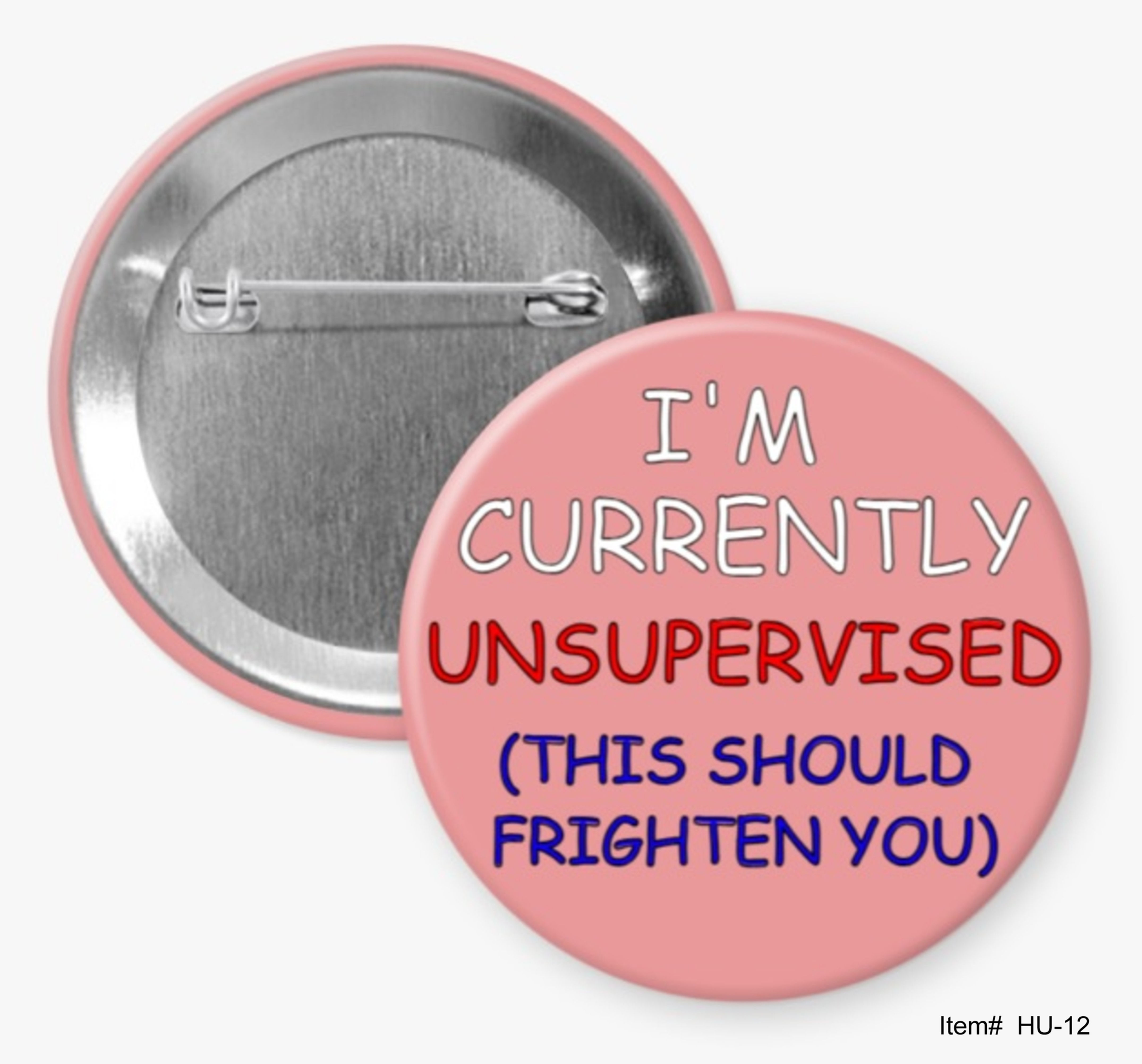I'm Currently Unsupervised. This Should Frighten You., Humorous Buttons