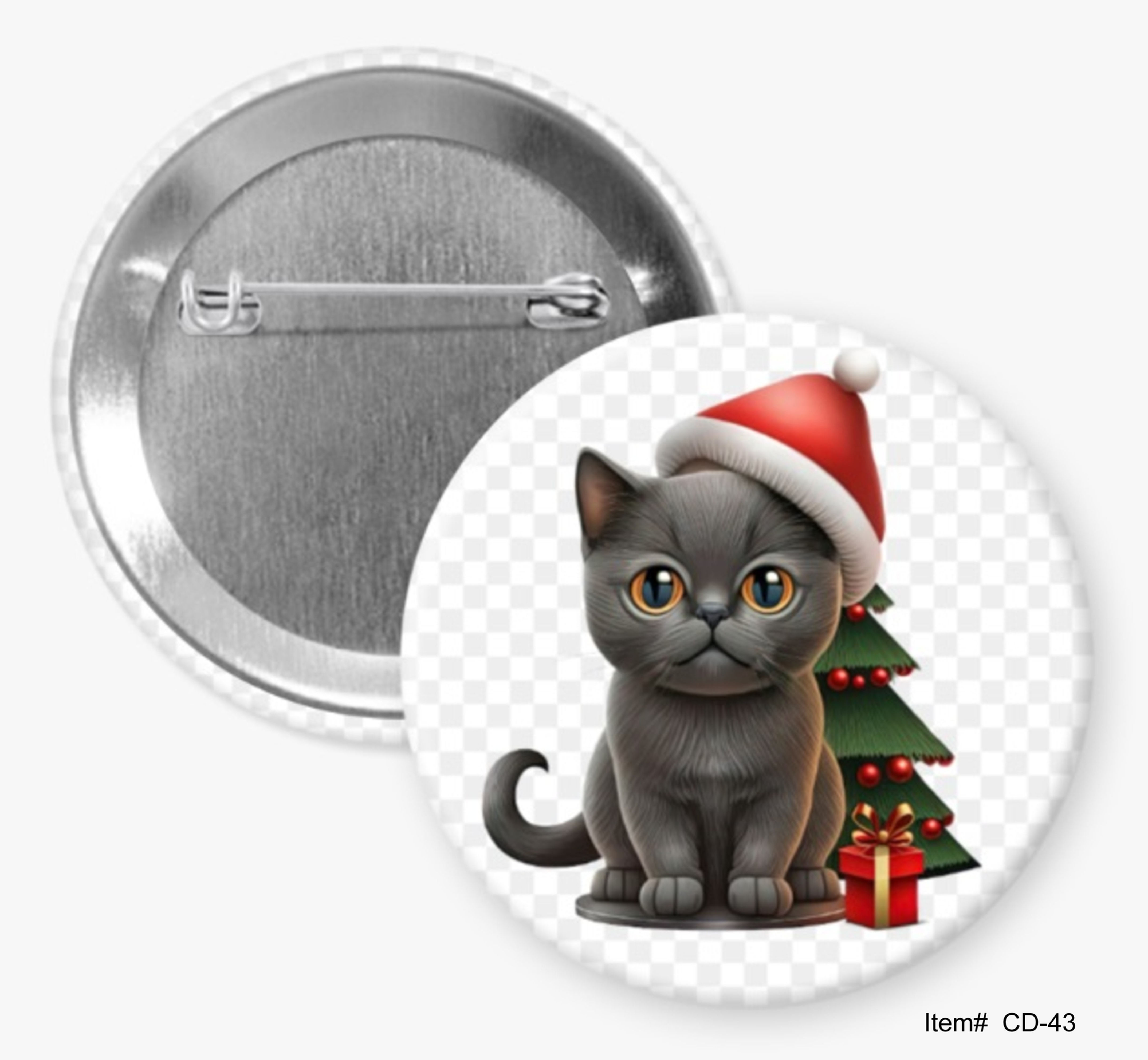 Cute Kitten Wearing A Santa Hat, Christmas Buttons