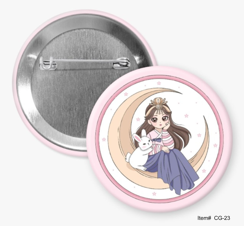 Young Girl And Her Rabbit Sitting On The Moon, Children Buttons