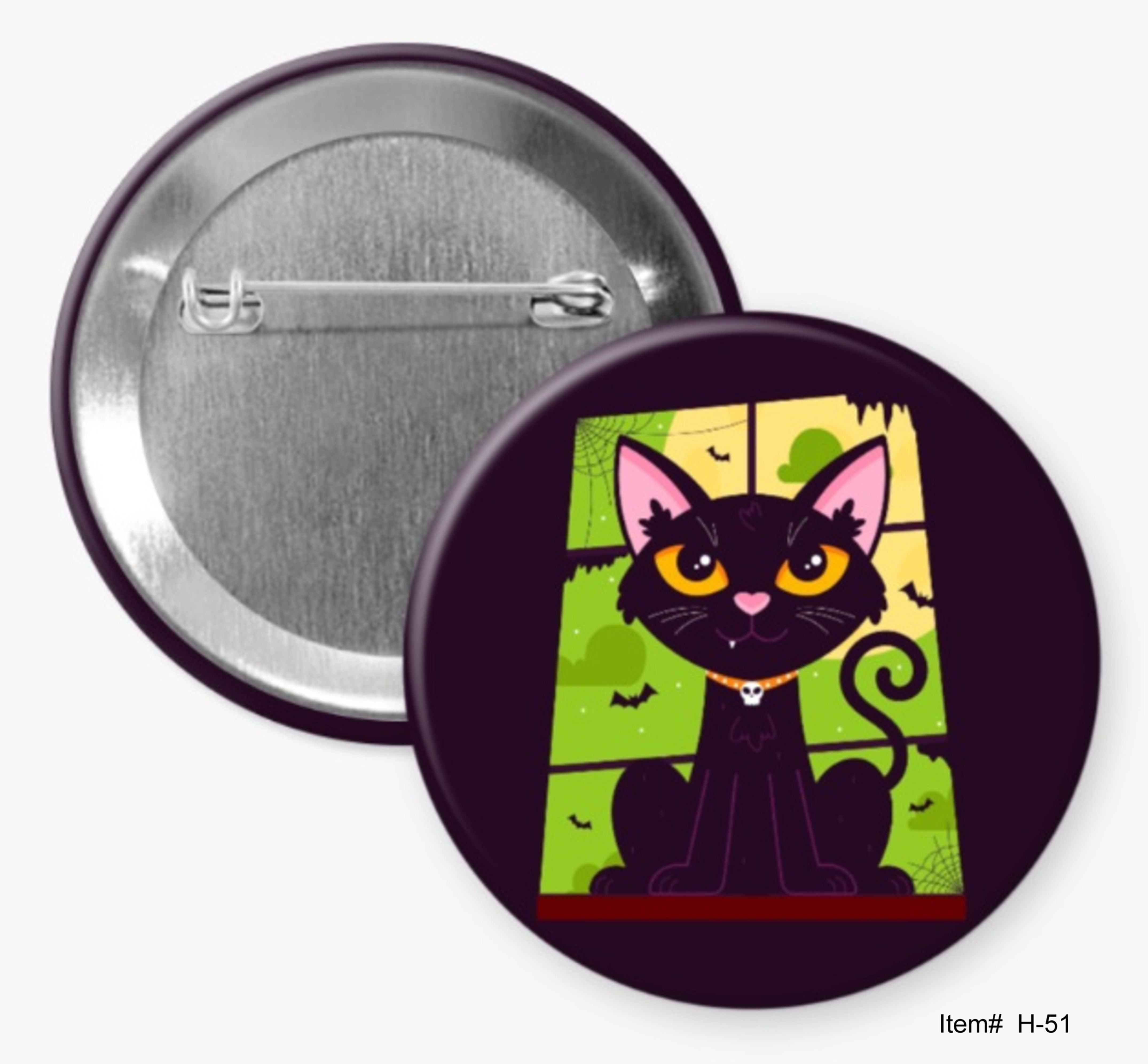 Evil Black Cat, Halloween Buttons