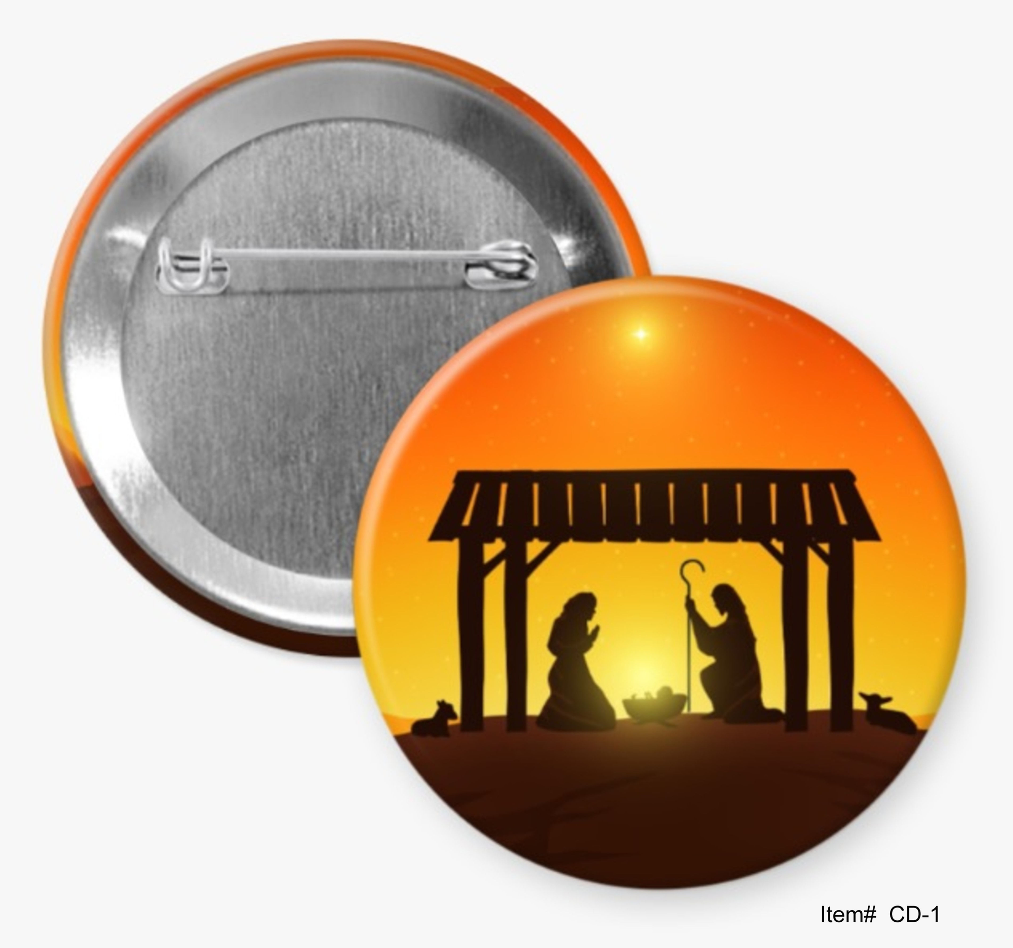 Joseph, Mary And Baby Jesus In The Manger, Christmas Buttons