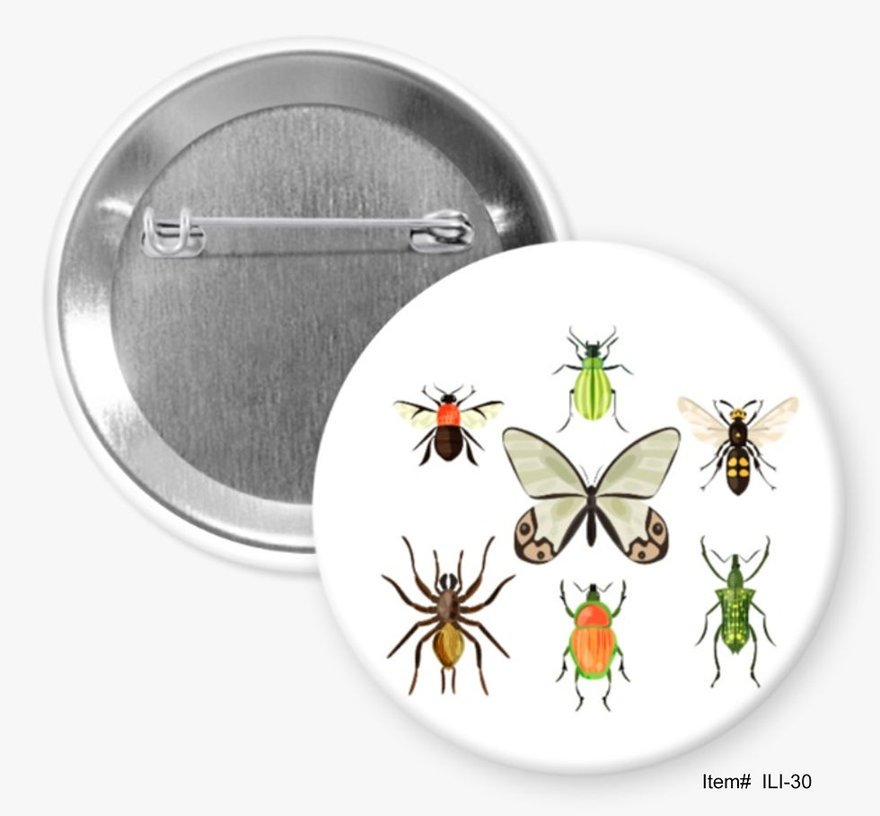 Realistic Insect Collection, I Love Insects Buttons