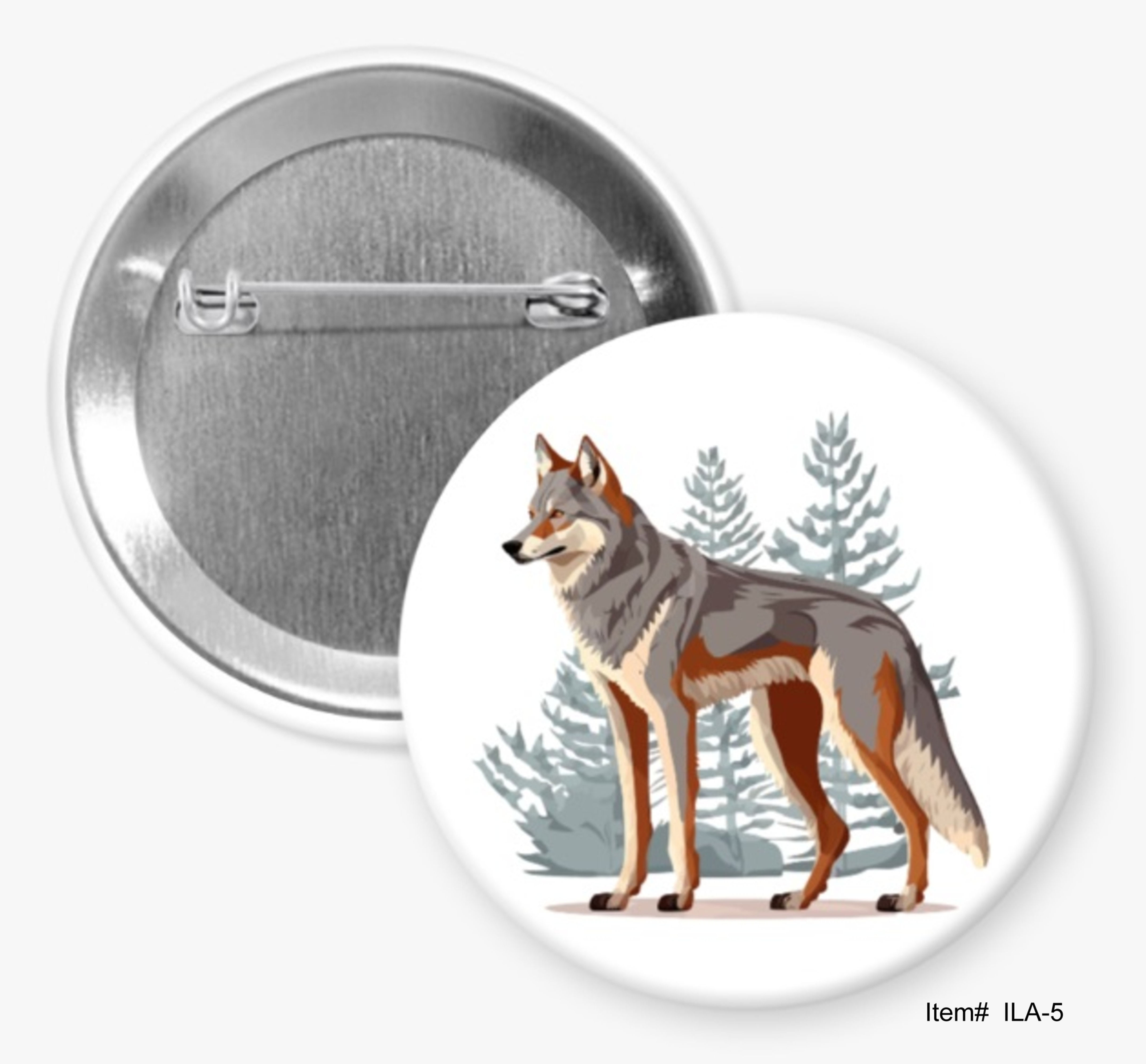Gray Wolf, I Love Animals Buttons
