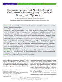 (최종 출판) Prognostic Factors That Affect the Surgical Outcome of the Laminopl~