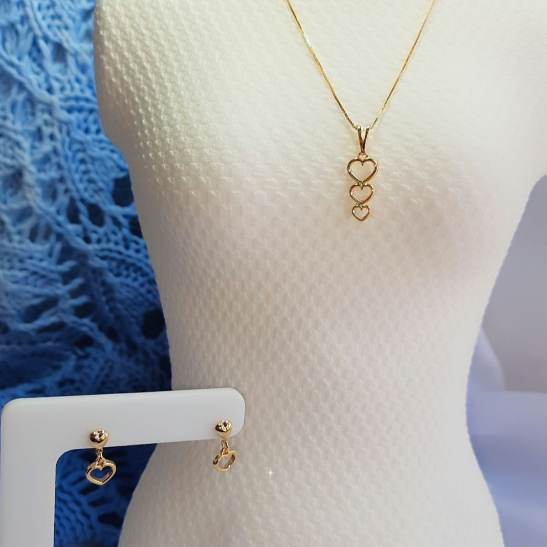 Conjunto Gargantilha Coração  Infantil 