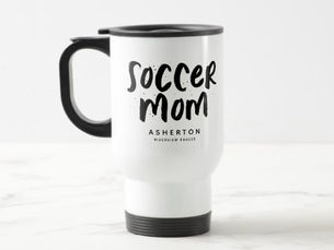 Best Deals! Soccer mom trendy black type personalized photo travel mug