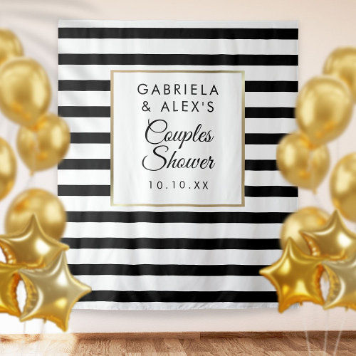 Big Deals! Black Stripe Couples Bridal Shower Photo Backdrop