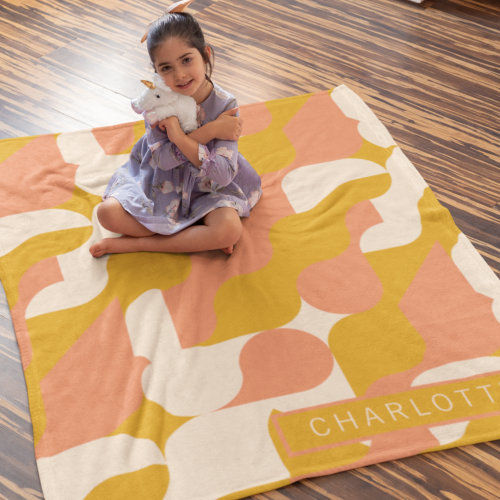 Review Mustard Pink Cream Pattern Personalized Fleece Blanket