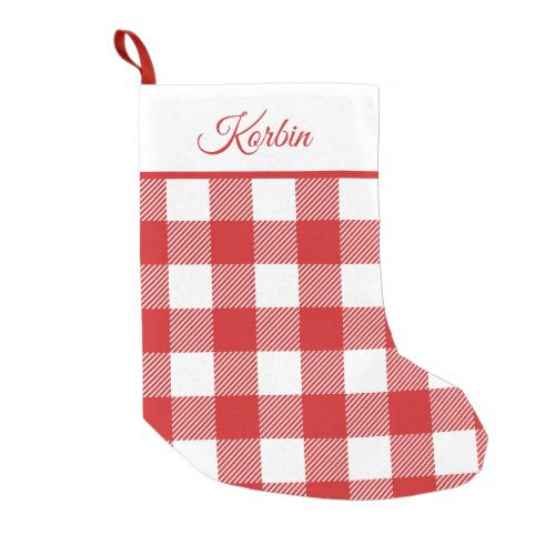 Big Deals! Red and White Buffalo Plaid Pattern Small Christmas Stocking
