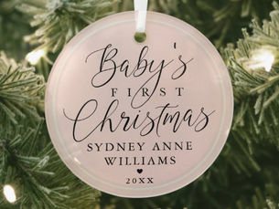 Hot Deals! Baby's First Christmas Custom Name Pink Keepsake Glass Ornament