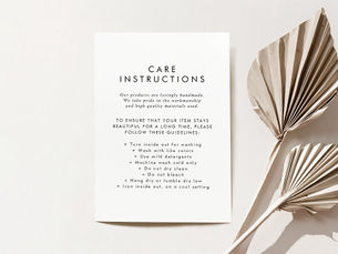 Review Chic Typography Business Product Care Instructions Enclosure Card