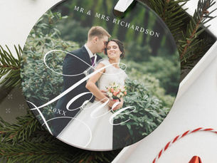 Review Modern Love Script Newlywed Full Photo Keepsake Ornament