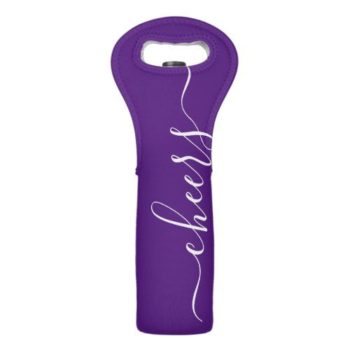 Best Price! Cheers Scroll Typography Purple And White Wine Bag