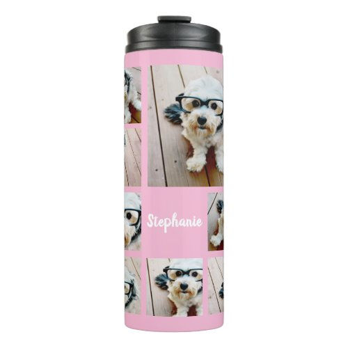 Best Deals! Create a Custom Photo Collage with 8 Photos Name Thermal Tumbler