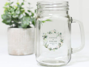Review Watercolor eucalyptus elegant wedding party favor mason jar