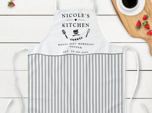 Big Deals! Custom, White and Gray Stripes, Farmhouse Kitchen Apron