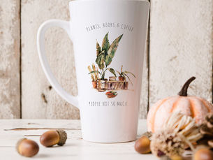 Hot Deals! Plants, Books & Coffee | Watercolor Illustration Latte Mug
