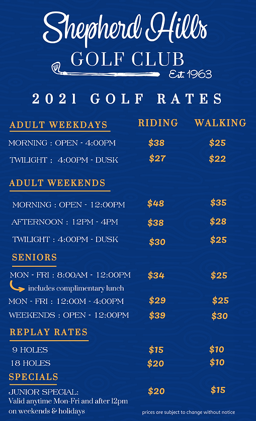 Golf Rates 2021
