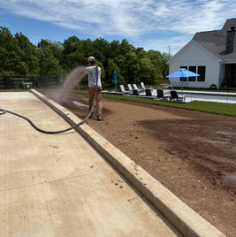 Hydraulic application of Proganics topsoil alternative for better soil health.