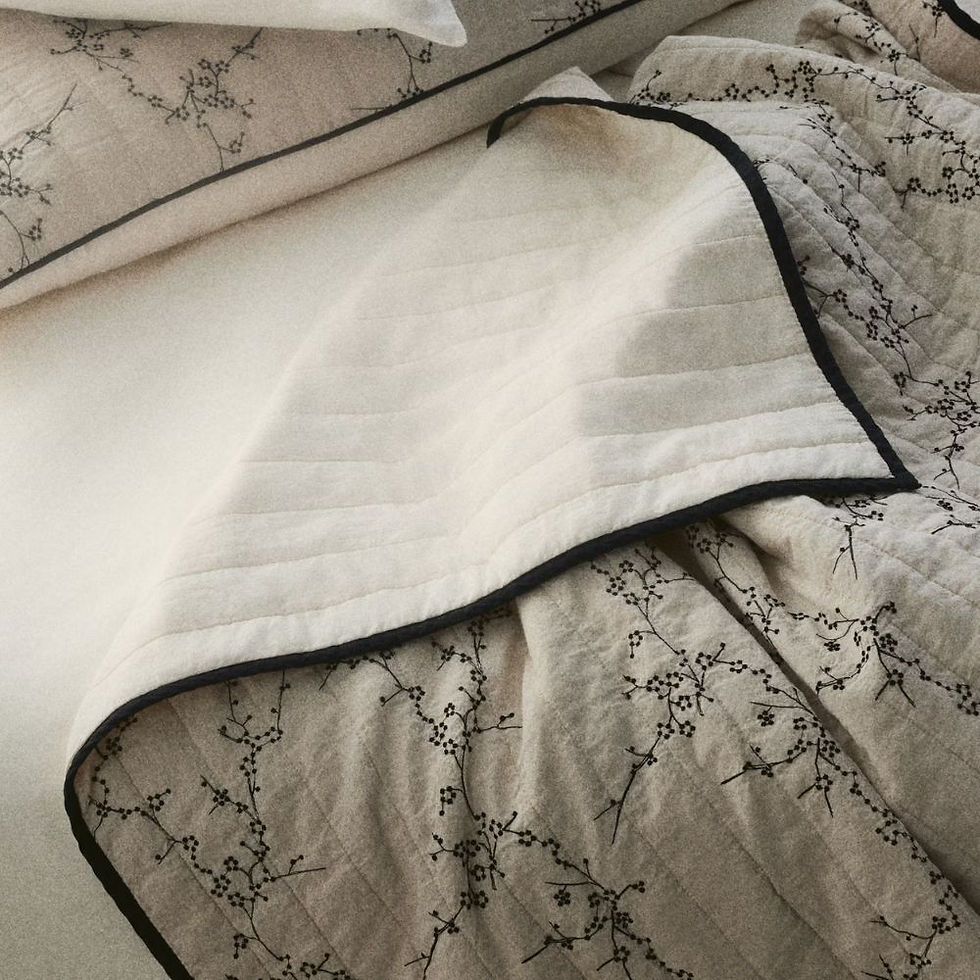 Floral quilted bed cover