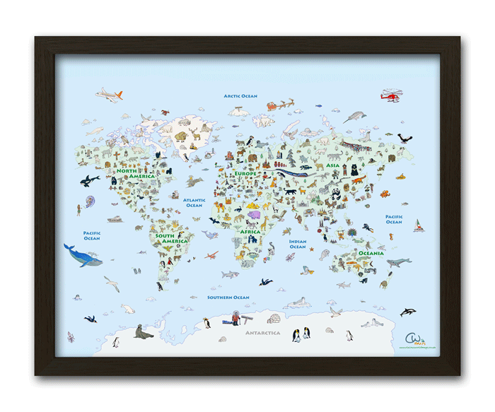 World Map Print Framed