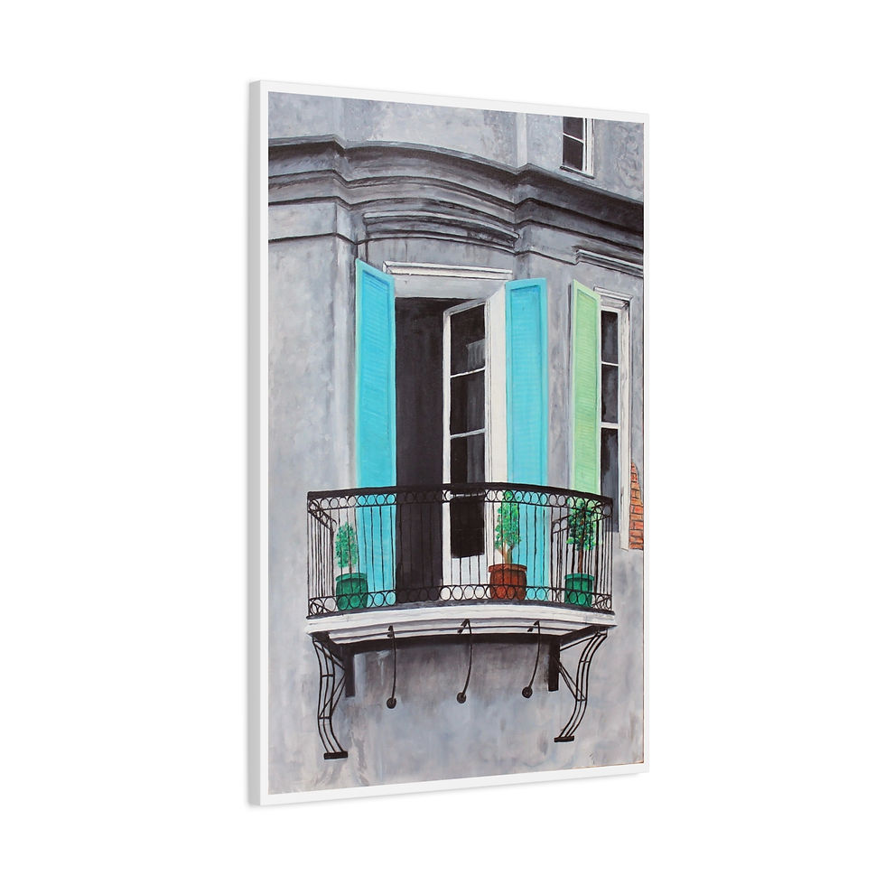 Thumbnail: Matte Canvas Print – Turquoise Balcony Window Art (Stretched 1.25")