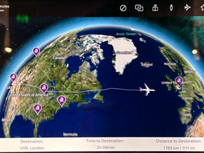 globe and flight from USA to the UK