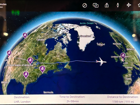 globe and flight from USA to the UK