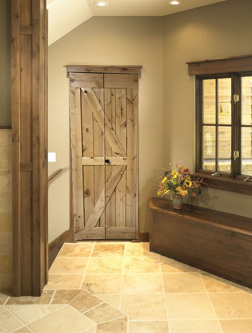 Thumbnail: LUBANN 25.5 x 84 High Gloss Finished Rustic Alder Solid Wood Bifold Barn Door