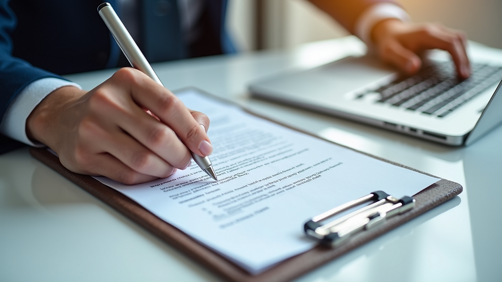 Close-up view of a hand holding a simple insurance policy document