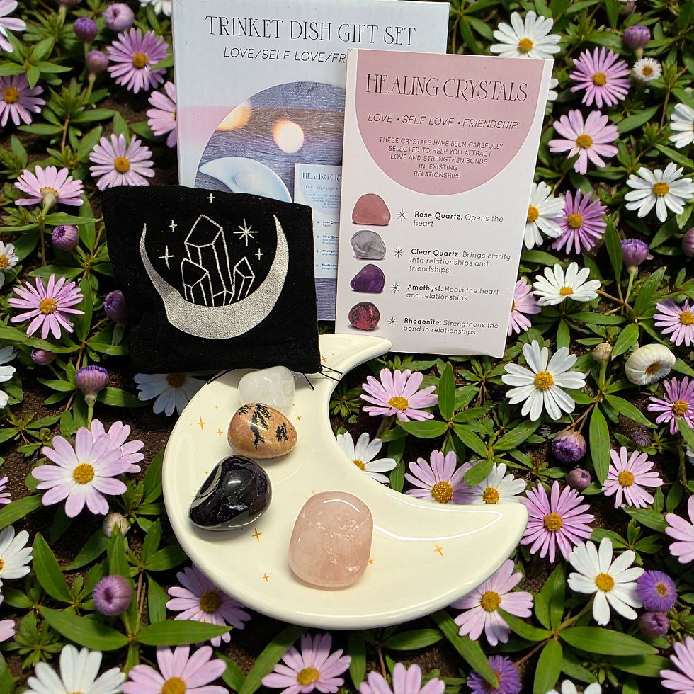 Thumbnail: Trinket Dish Gift Set Crystals Abundance Self Love Friendship Prosperity Moon
