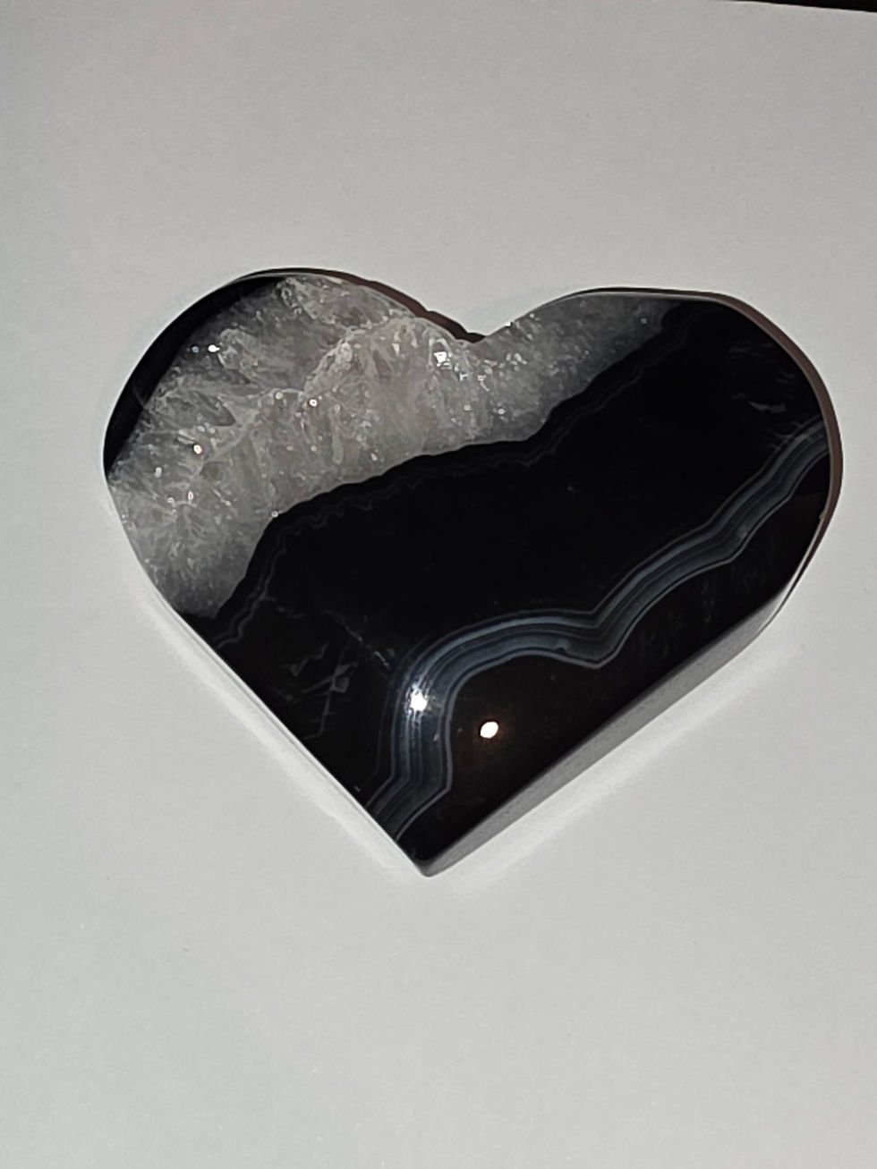 Thumbnail: Black Lace Agate Heart Crystal Healing Stone Grounding Calm