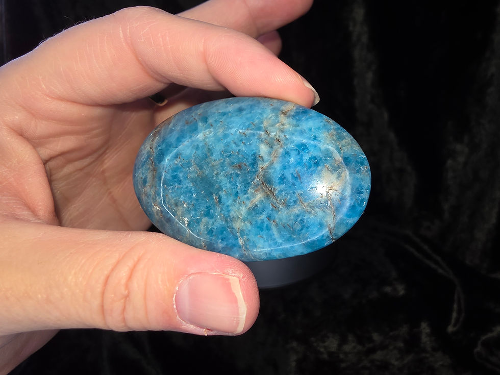 Thumbnail: Natural Blue Apatite Palmstone – Polished Crystal Healing Crystal Stone