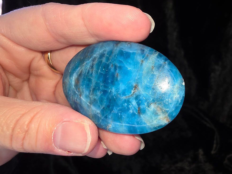 Thumbnail: Natural Blue Apatite Palmstone – Polished Crystal Healing Crystal Stone