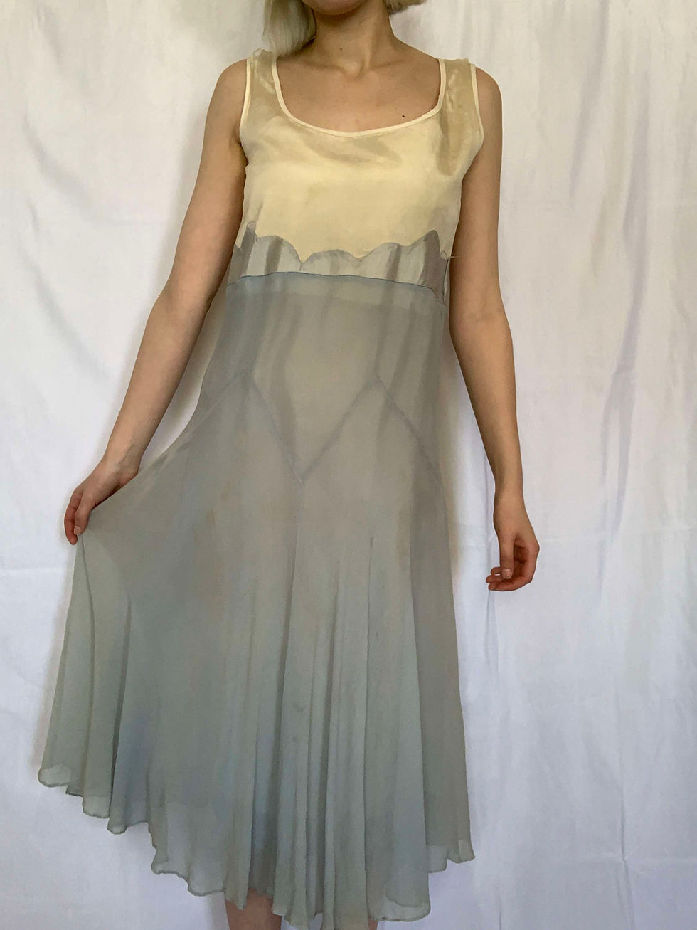 Thumbnail: 1920's Ivory & Blue Dress