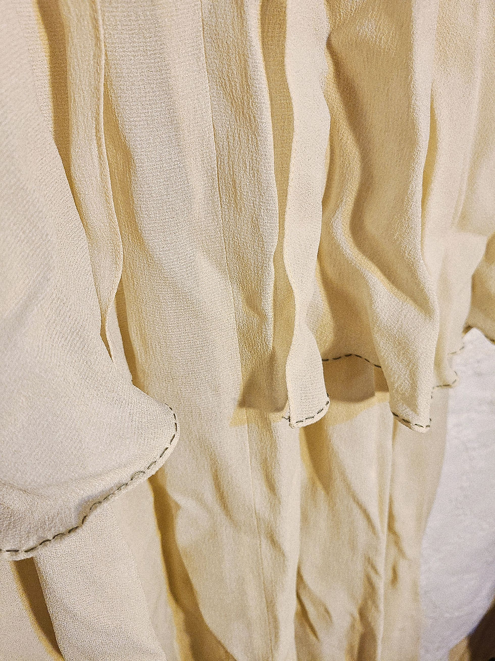 Thumbnail: 1940's Ivory Chiffon Tiered Dress