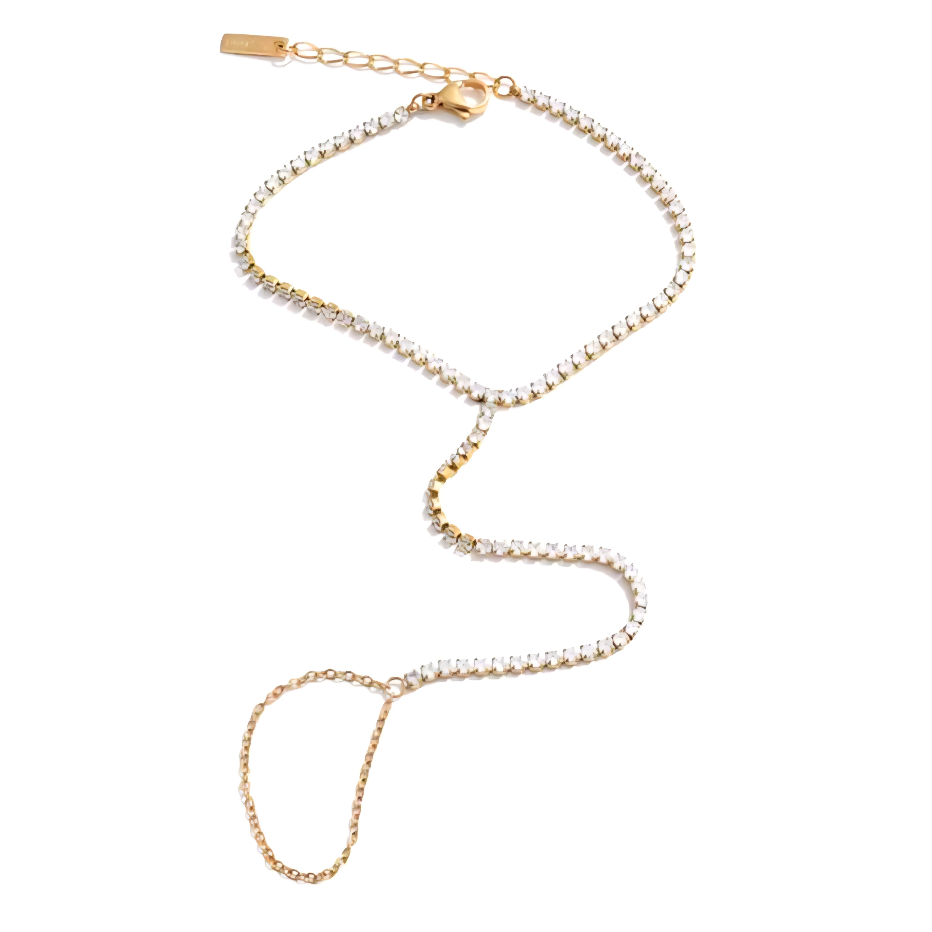 Isolene Jewellers cubic zirconia hand chain, gold hand chain, waterproof handchain
