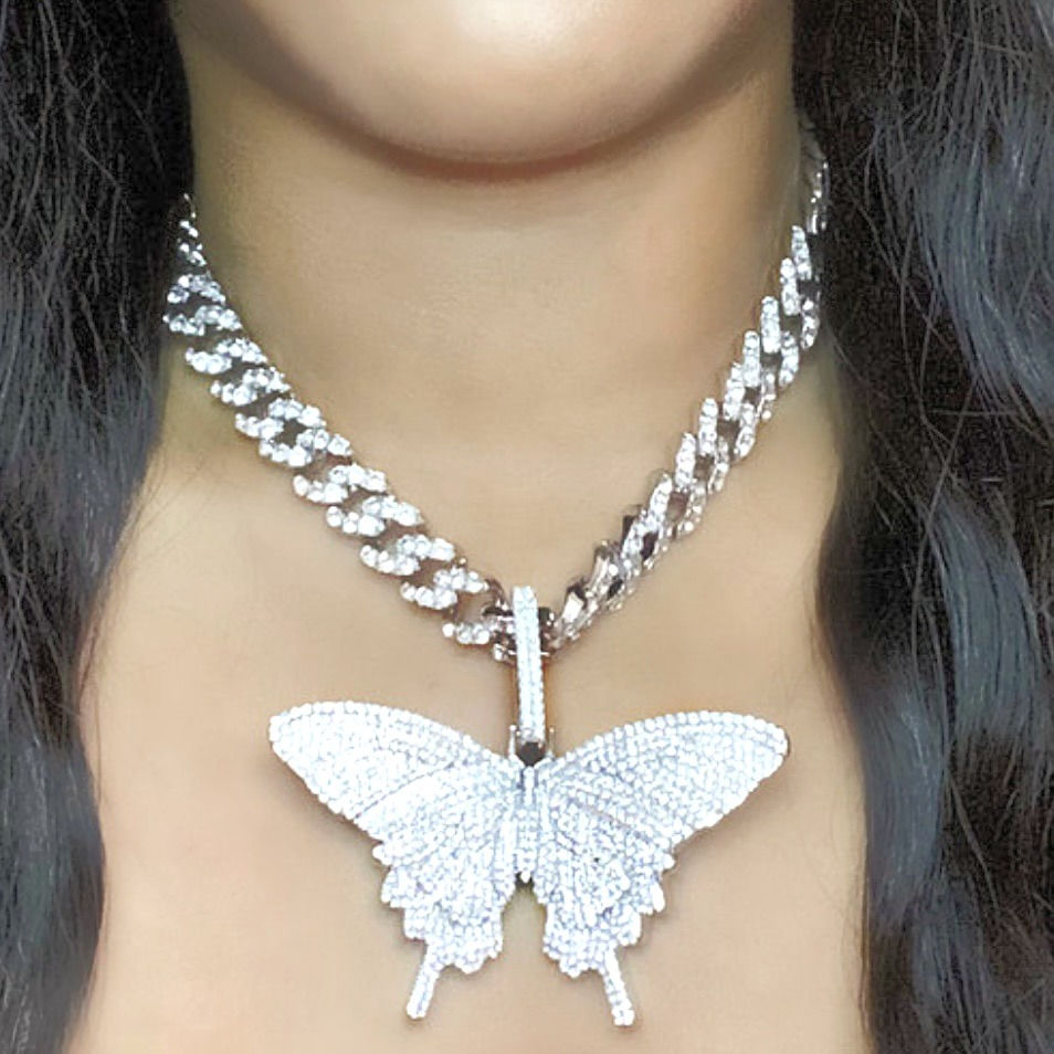 Silver butterfly pendant necklace