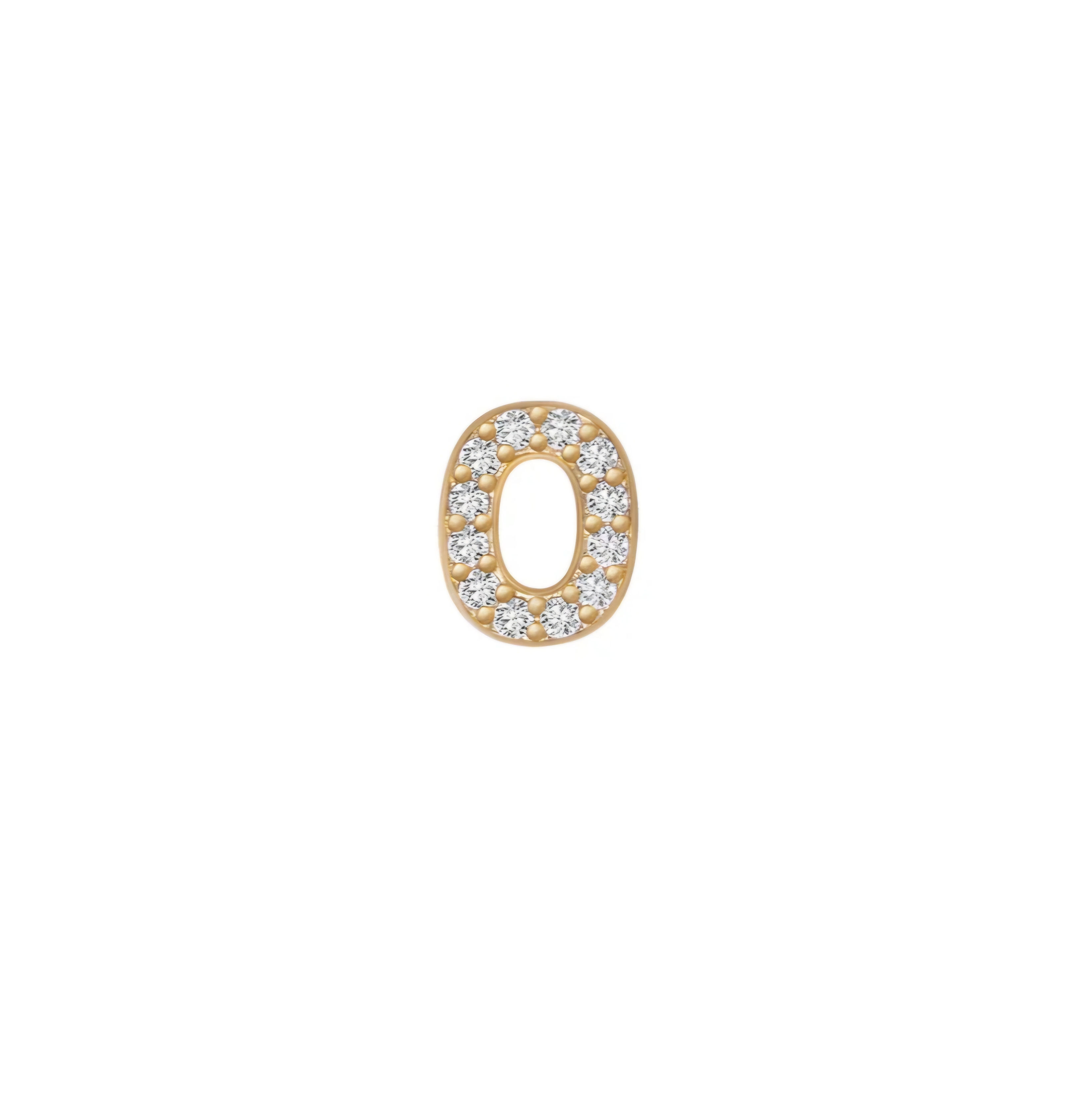 Diamond-encrusted gold letter O charm