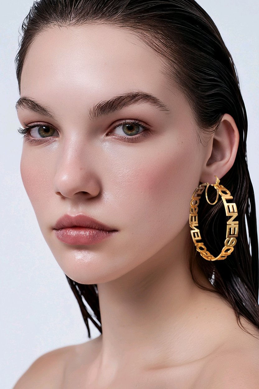 Personalised name earrings, slogan earrings, repeat name earrings, 18k plated earring, stainless steel, waterproof