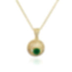 Gold necklace with green Crystal Evil Eye pendant
