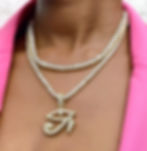 Gold necklace with bling Eye of Horus pendant